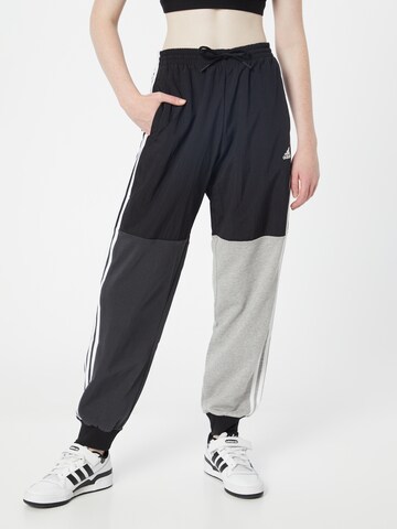 ADIDAS SPORTSWEAR Loose fit Workout Pants 'Essentials 3-Stripes Colorblock ' in Black: front