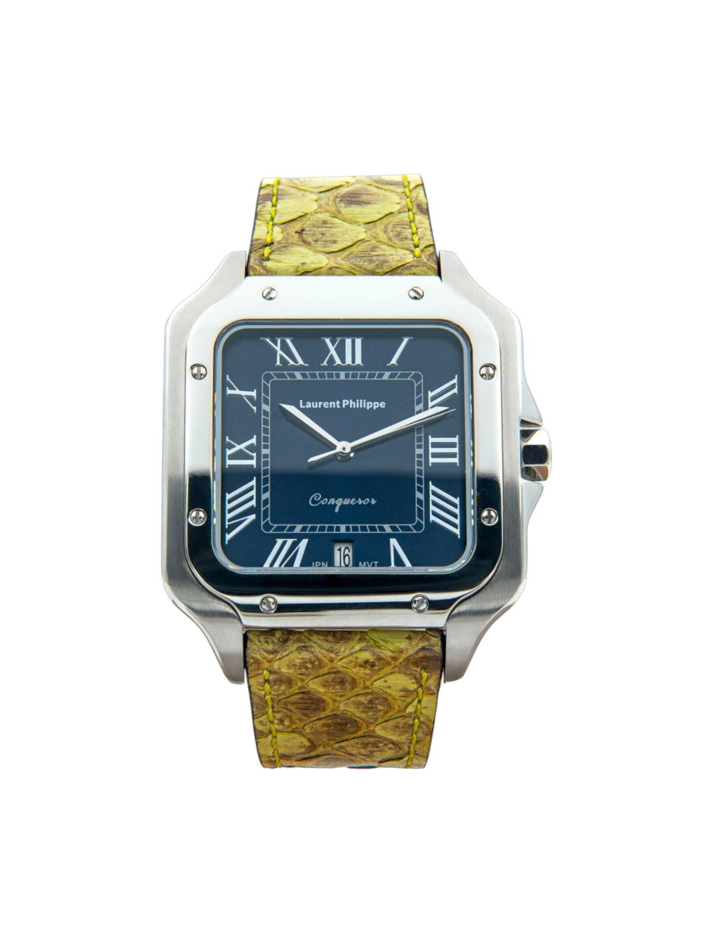Laurent Philippe Analog watch 'Conqueror Burmese Blue – Toxic Lizard' in Green: front