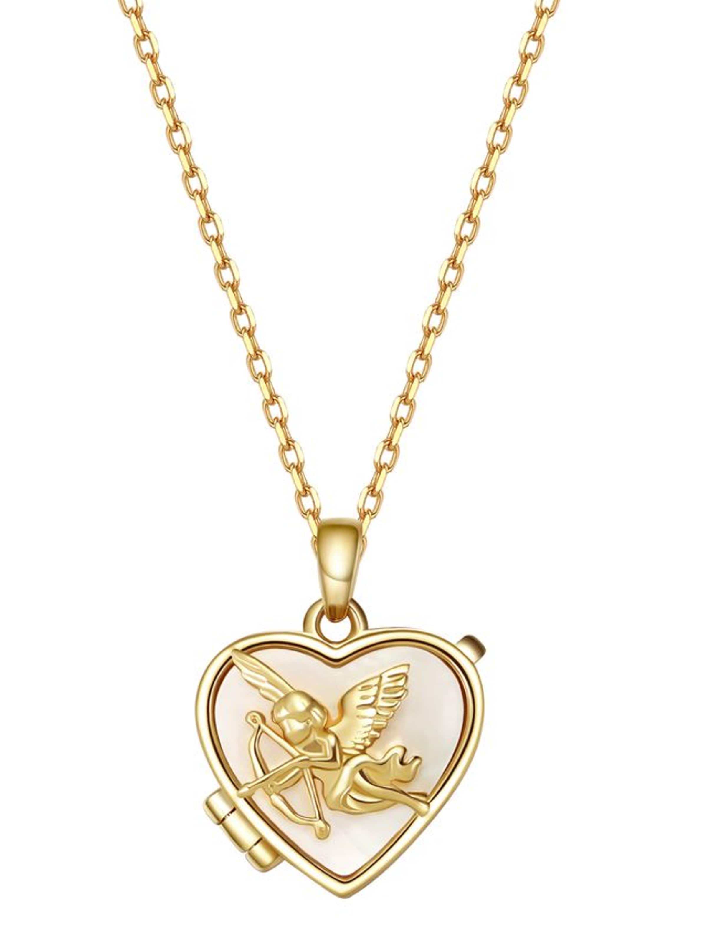 Collana 'Cupid Heart Locket' di Hey Happiness in oro: frontale