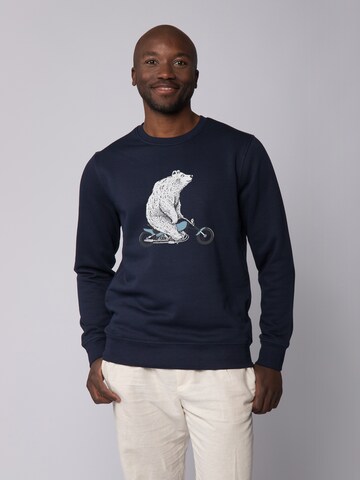 Watapparel Sweatshirt 'Bär auf Bike' in Blau: Vorderseite