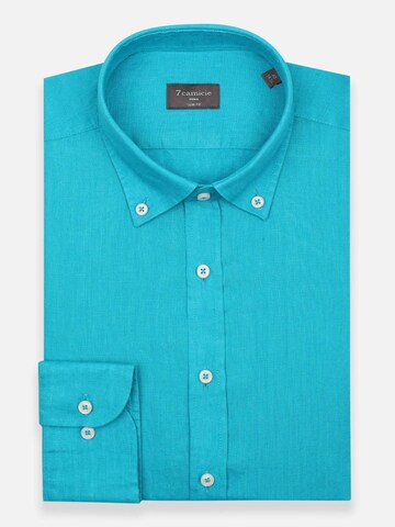 Camicia business 'Leonardo Linen Man Shirt' di 7Camicie in blu: frontale
