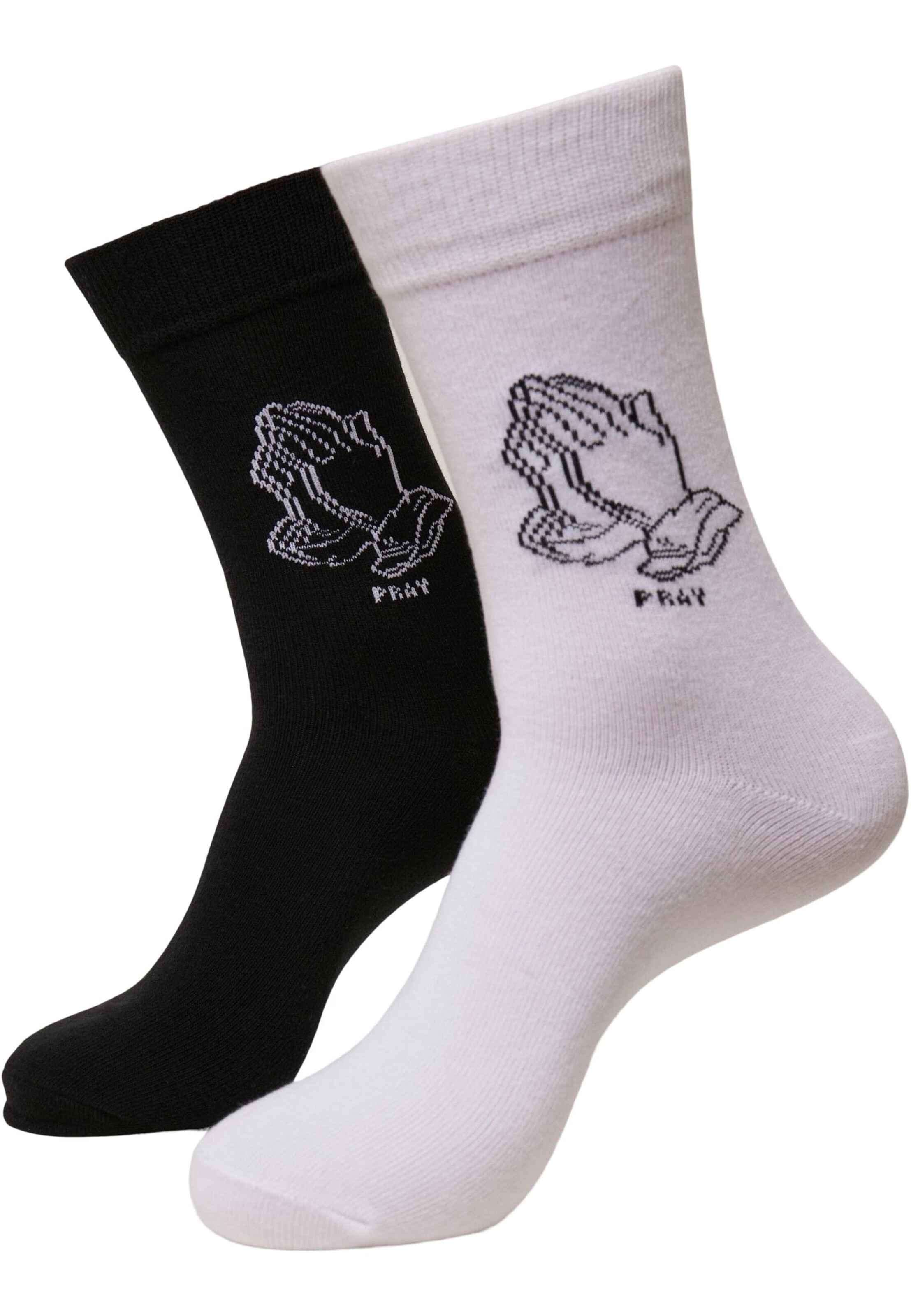 Chaussettes 'Pray Hand' Mister Tee en noir : devant