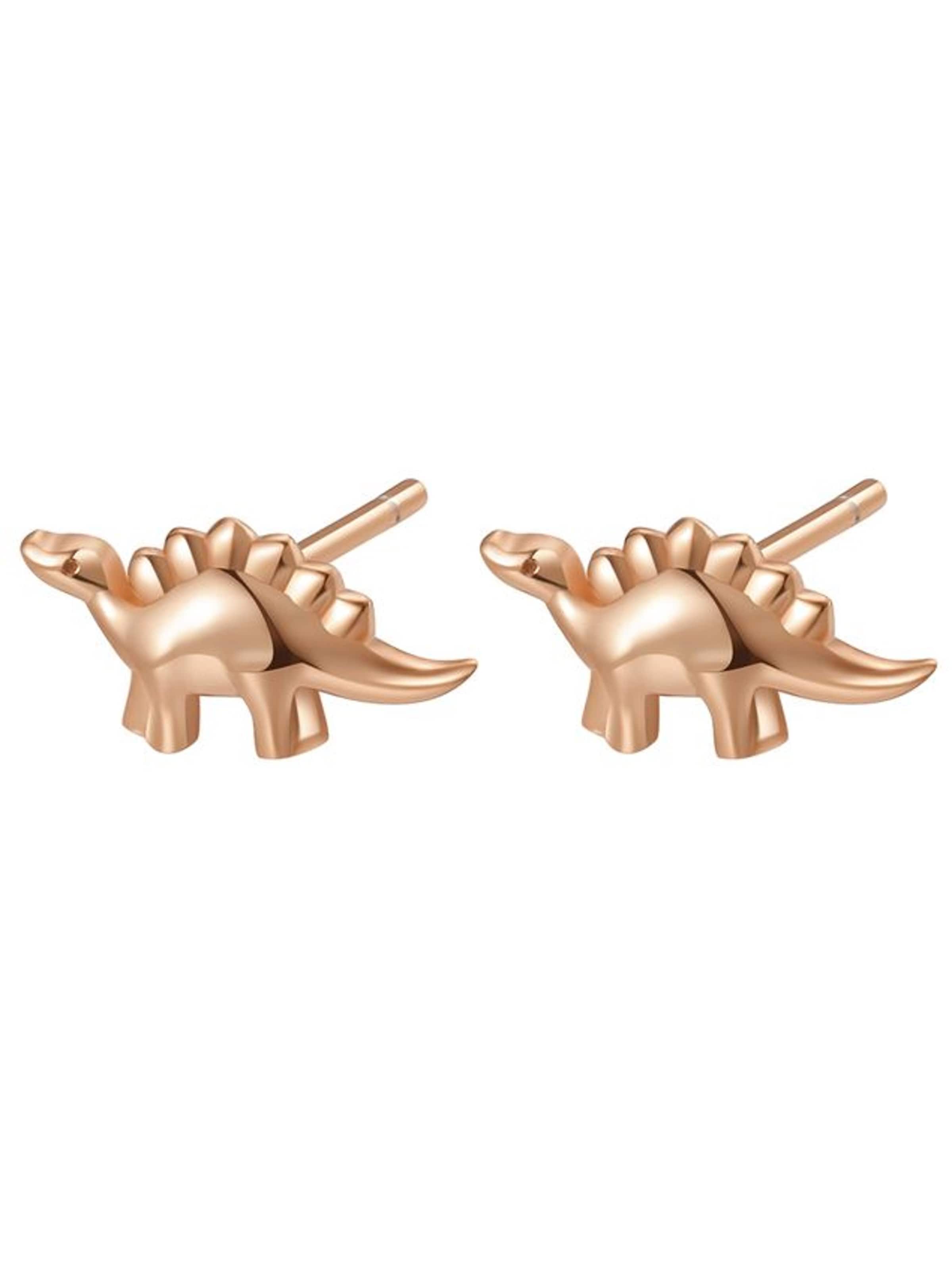 Hey Happiness - Pendientes 'Dino Joy' en oro: frente