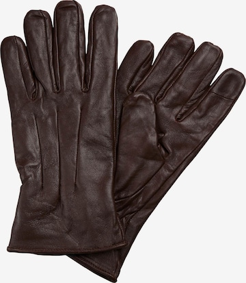 JACK & JONES Full Finger Gloves in Brown: front