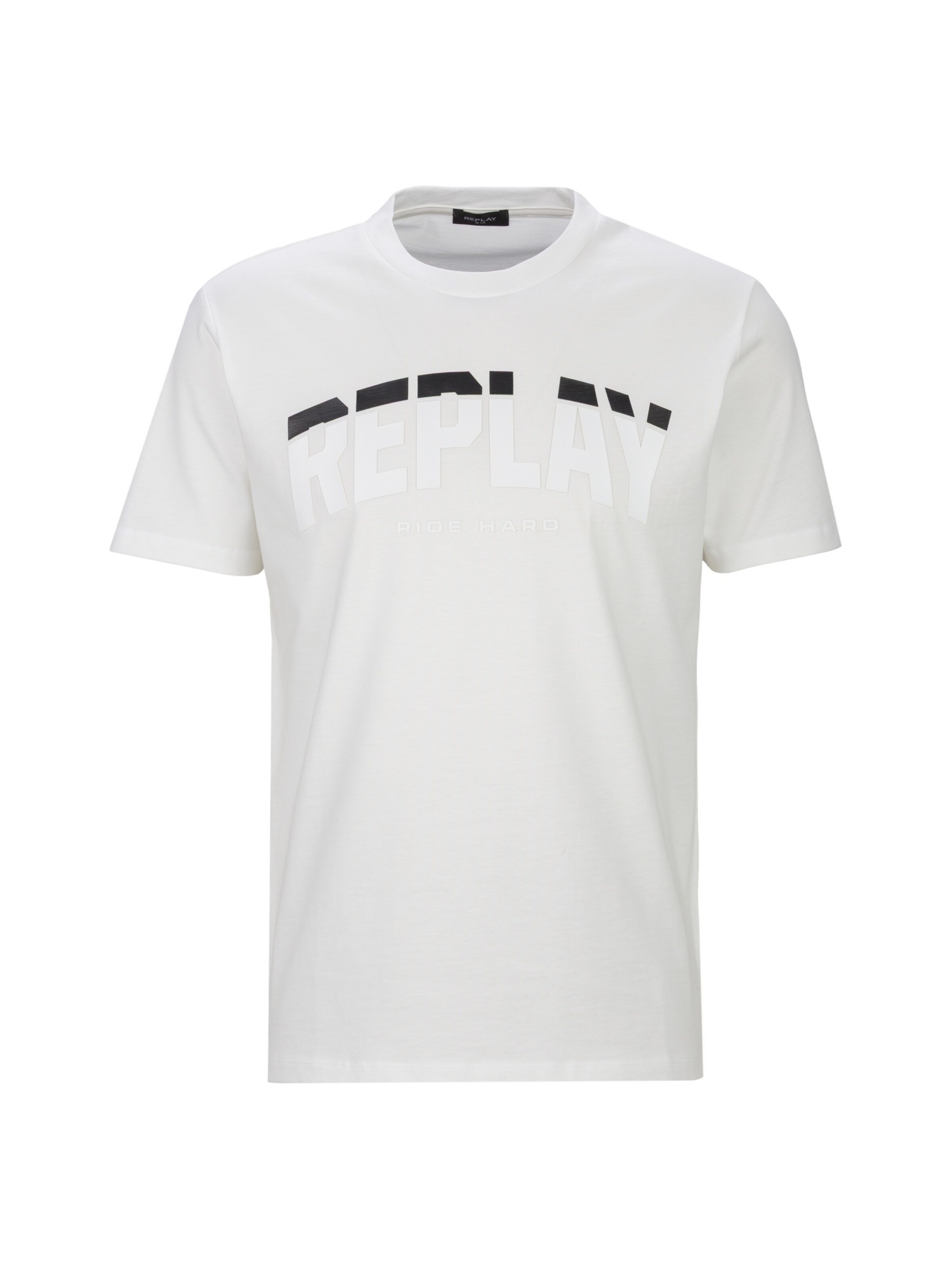 REPLAY T-Shirt 'Two Color Letter' in XXXL in schwarz / weiß, Produktansicht