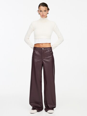 Pull&Bear Wide Leg Hose in Rot