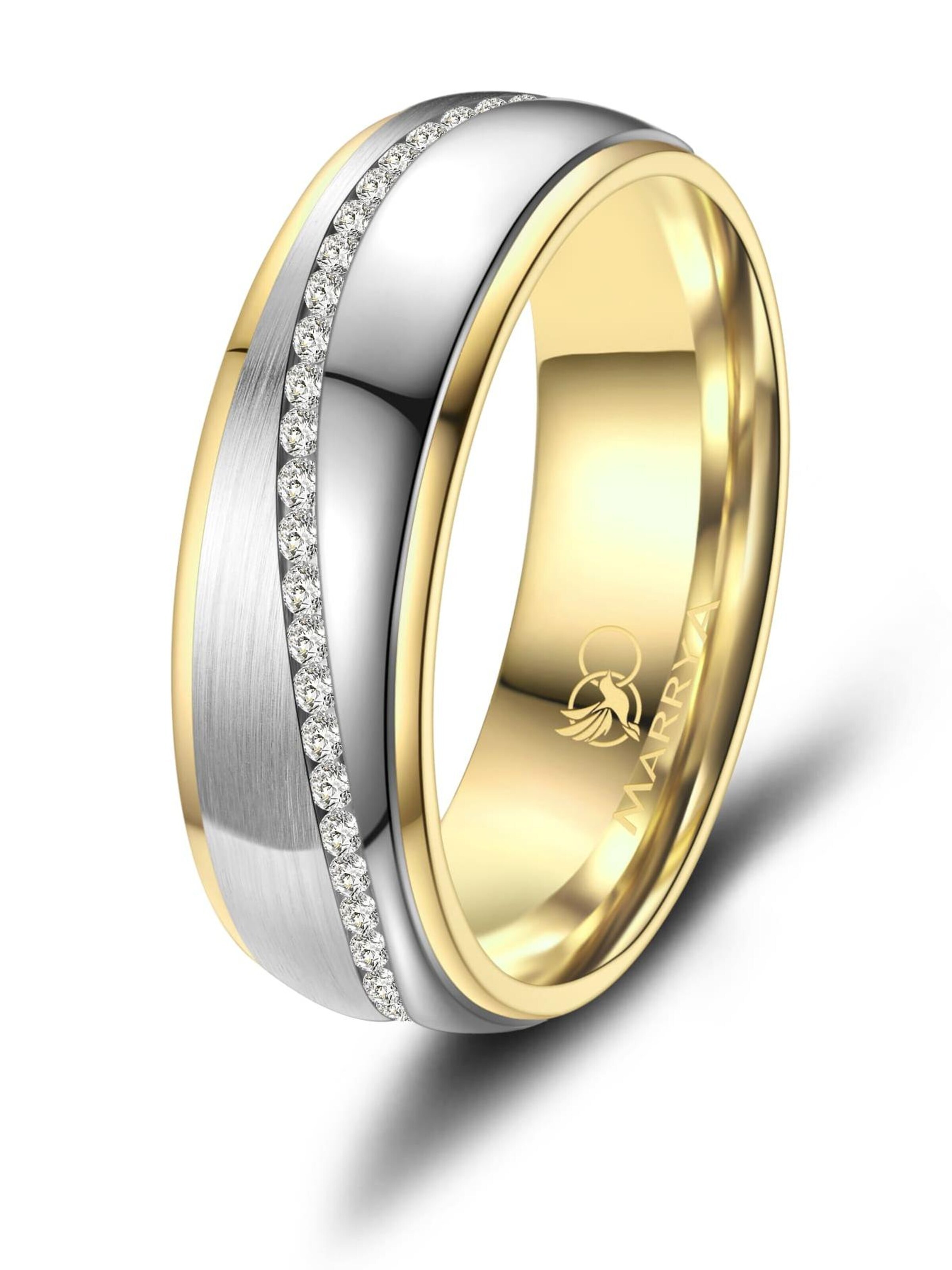 MARRYA Ring 'MARRYA ES-22 Ehering aus Edelstahl - Silberfarben & Gelbgold plattiert' in Silver
