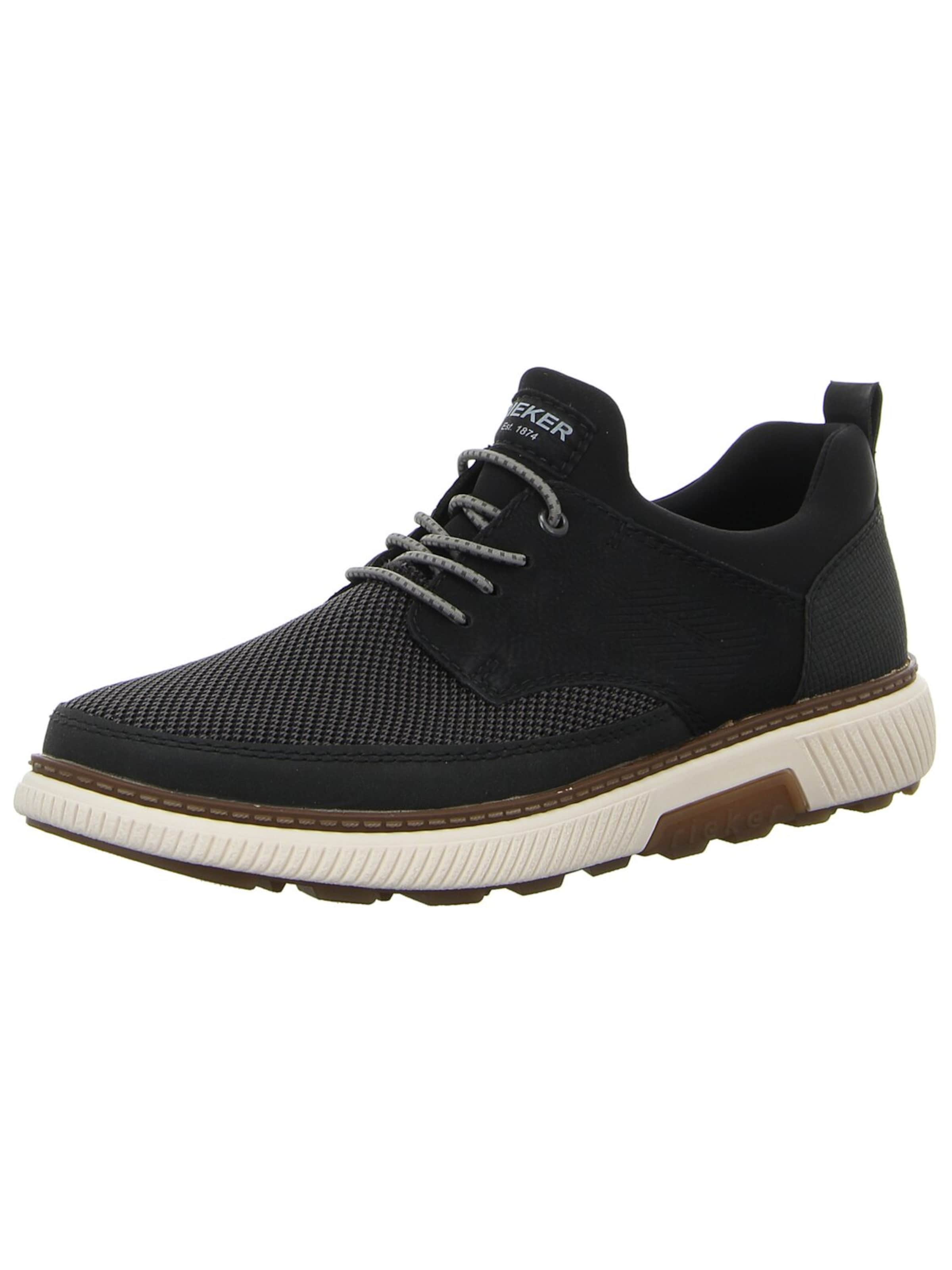 Rieker Sportlicher Schnürschuh 'Herren Schnürschuh B3354-00 Textil in schwarz' in Schwarz: Vorderseite