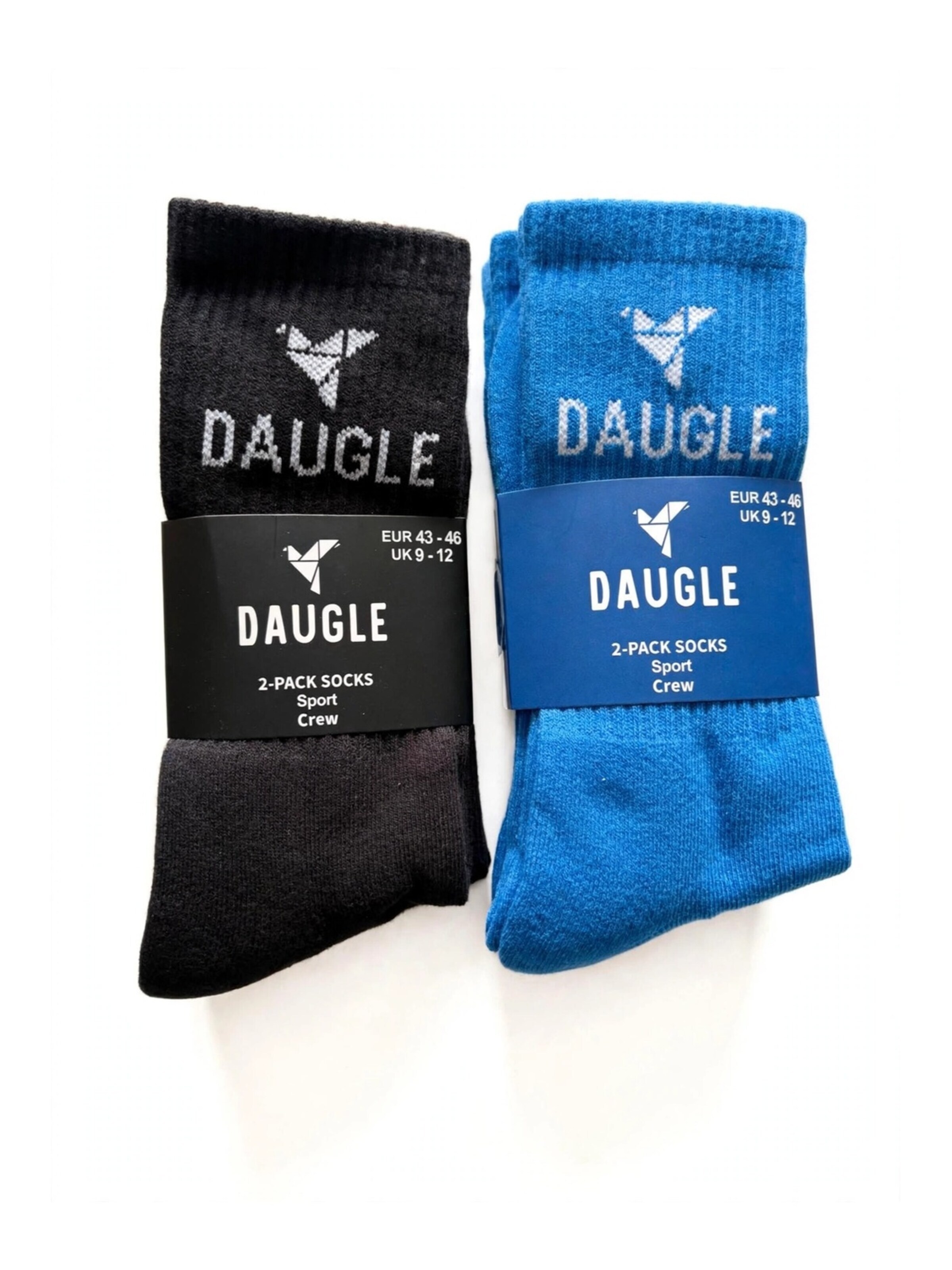 DAUGLE Sports socks 'Daugle Sport Crew Socks 2-Pack (Blue, Black)' in Blue