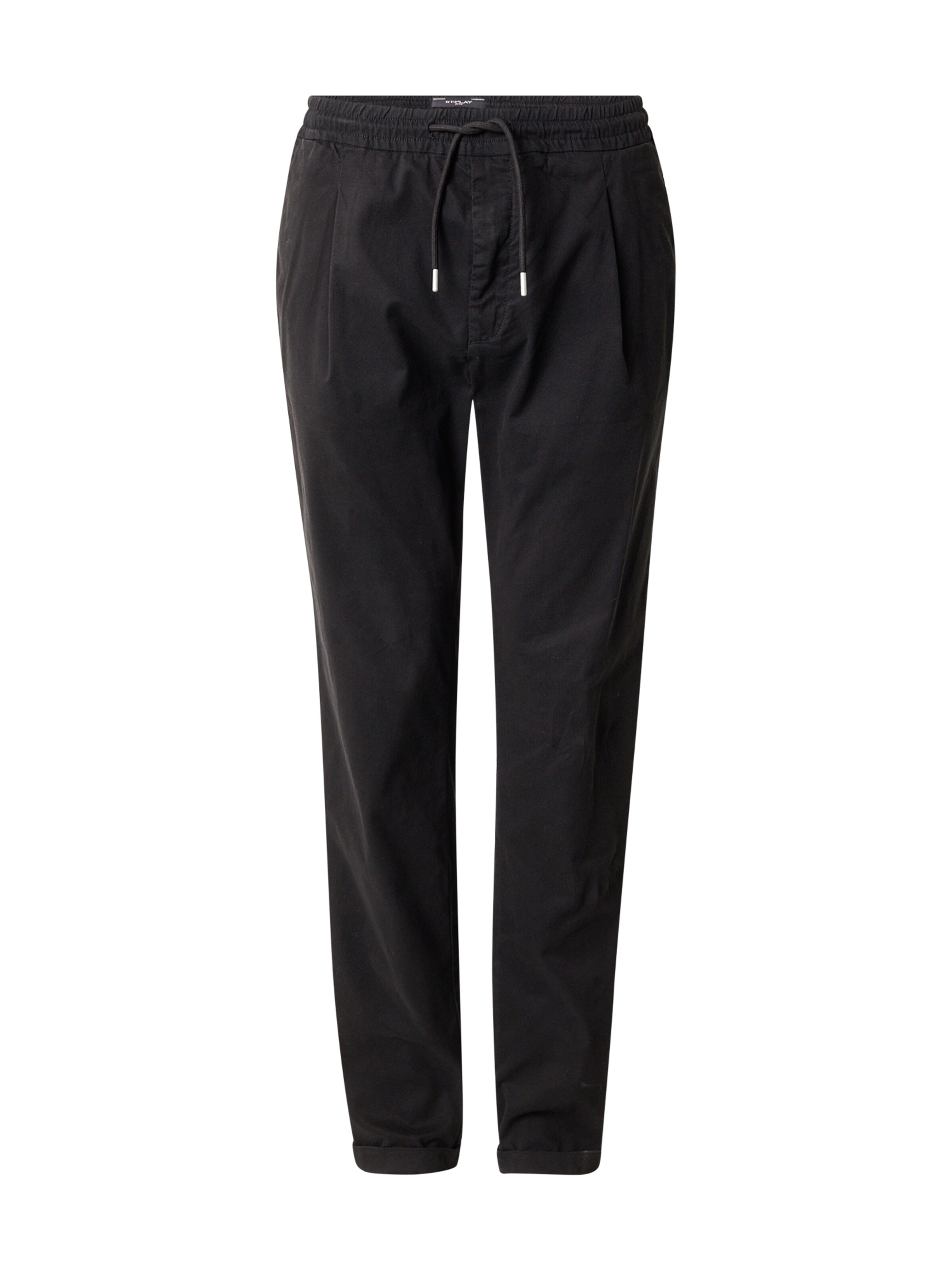 REPLAY Pleat-Front Pants in Black: front