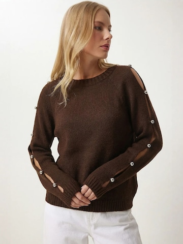 Happiness İstanbul Pullover in Braun: Vorderseite