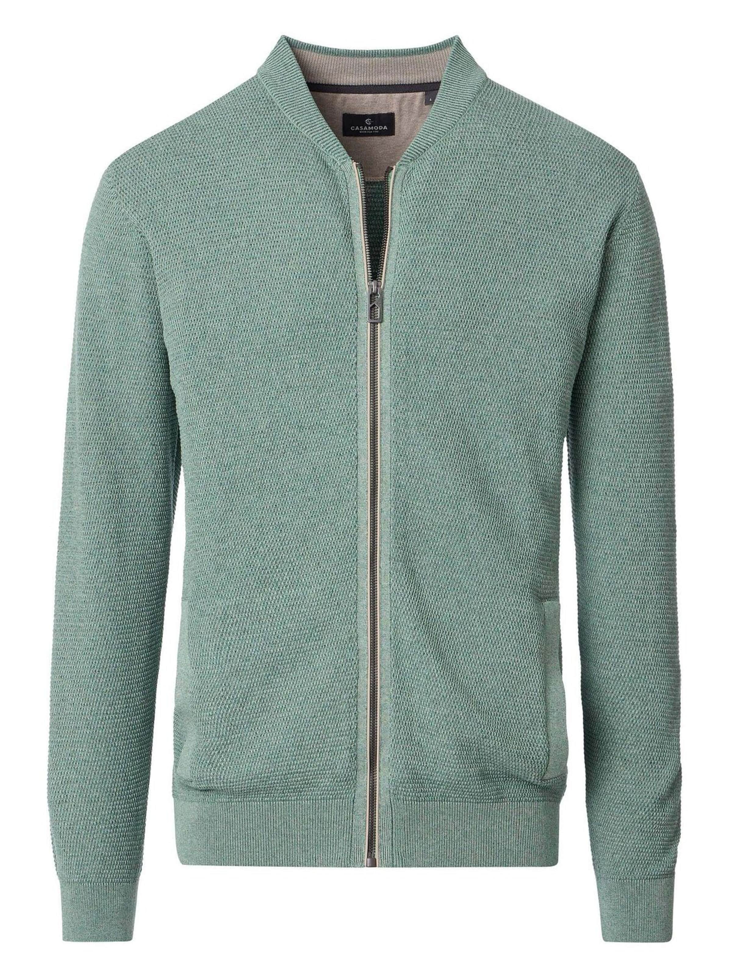 CASA MODA Knit cardigan in Green: front