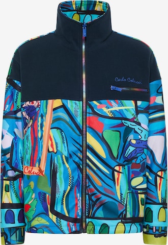 Carlo Colucci Zip-Up Hoodie 'De Vigili' in Blue: front