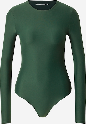 Abercrombie & Fitch Блуза боди в зелено: отпред