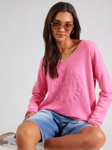 Zwillingsherz Shirt 'Positive Mind Kante' in Pink: front
