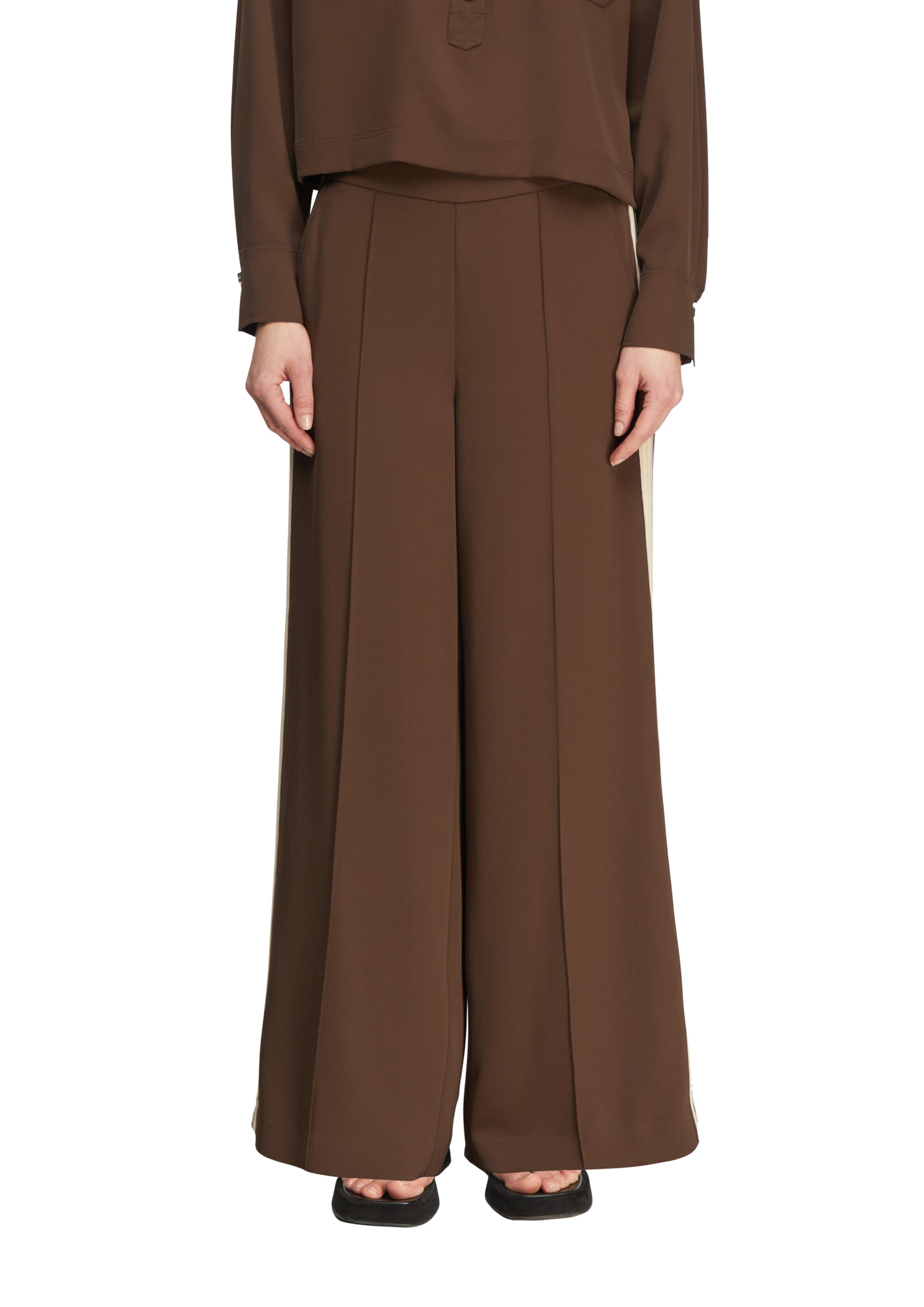 Wide Leg Pantalon à plis COMMA en marron