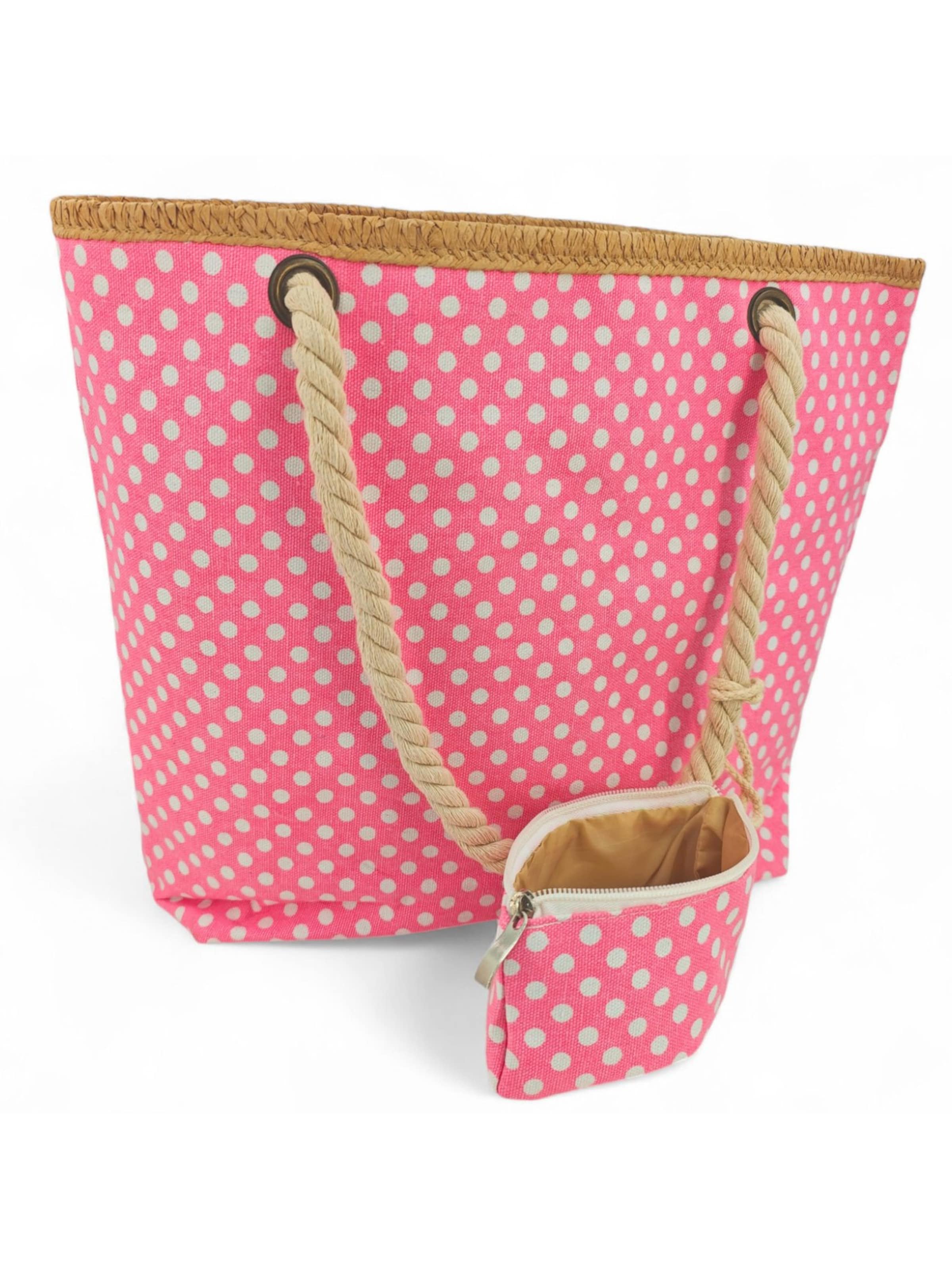 styleBREAKER Strandtasche 'Strandtasche mit Punkte Muster'‌‌‌ in Pink