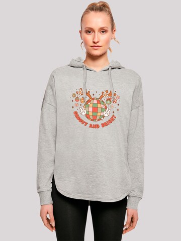 F4NT4STIC Sweatshirt 'Groovy And Bright Christmas Disco Deer' in Grijs: voorkant