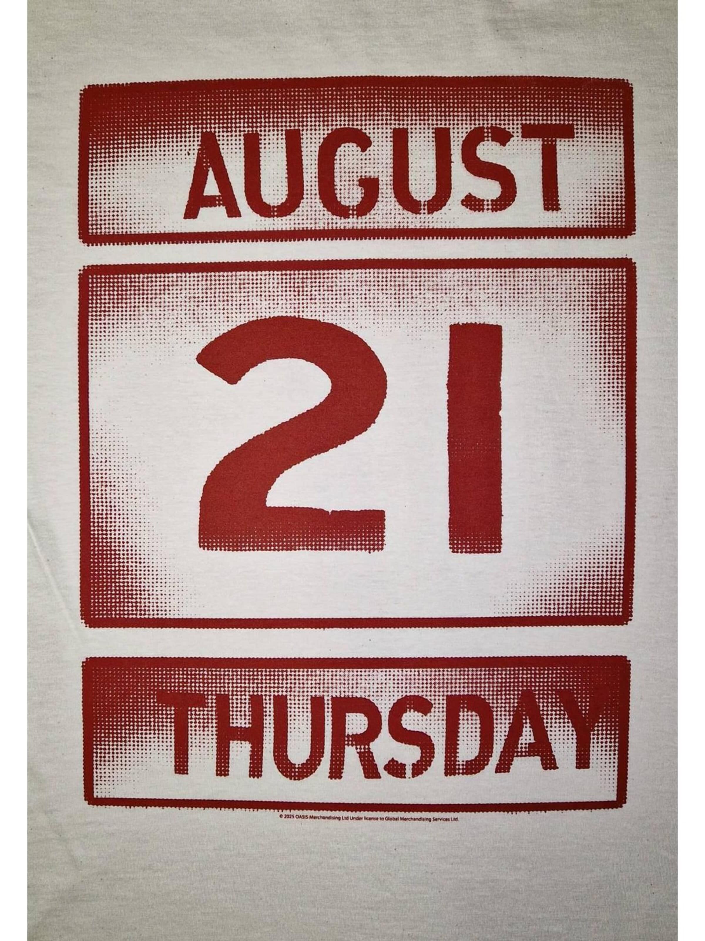 Oasis - Camiseta 'Oasis- Calendar Off T-Shirt' en blanco