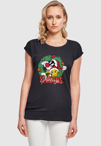 ABSOLUTE CULT Shirt 'Looney Tunes - Seasons Greetings' in Blue: front