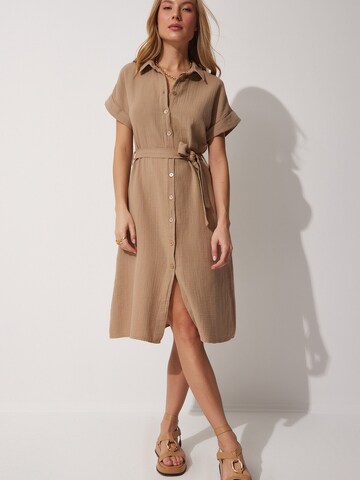 Happiness İstanbul Košeľové šaty - Béžová