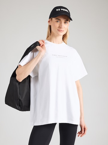 Maglia extra large 'Serif' di Aim'n in bianco: frontale