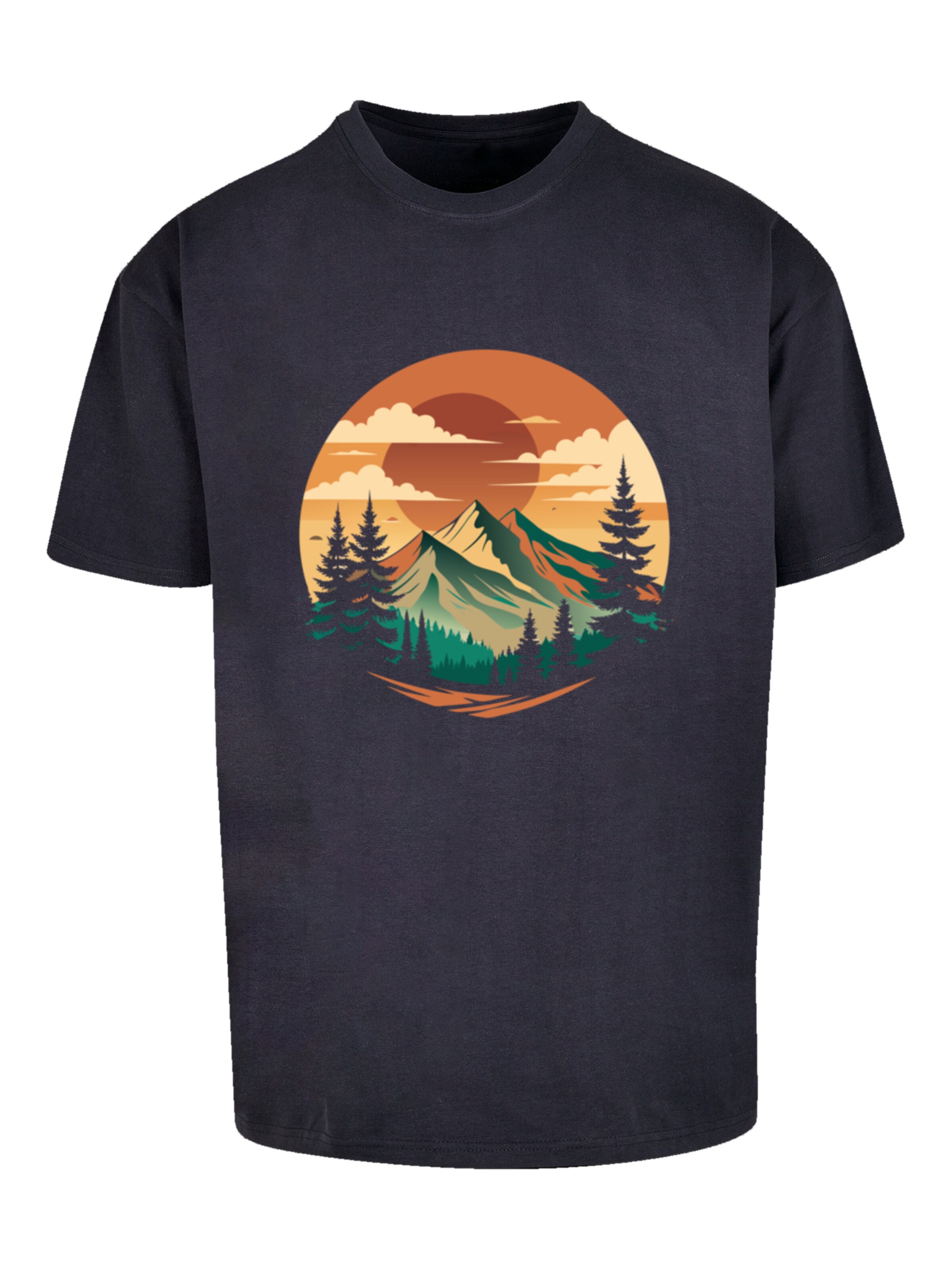 F4NT4STIC Shirt 'Sonnenuntergang Berglandschaft' in Blauw: voorkant