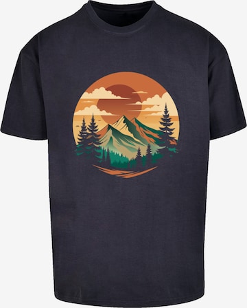 T-Shirt 'Sonnenuntergang Berglandschaft' F4NT4STIC en bleu : devant