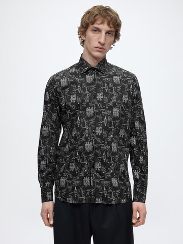 Karl Lagerfeld Regular fit Overhemd in Zwart: voorkant