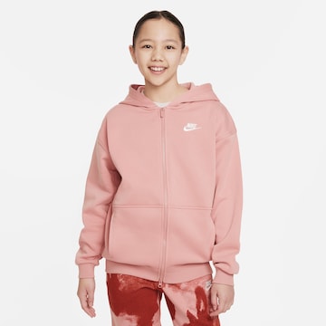 Nike Sportswear Zip-Up Hoodie in Pink: front