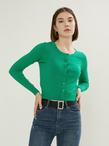 Influencer Knit Cardigan in Green: front