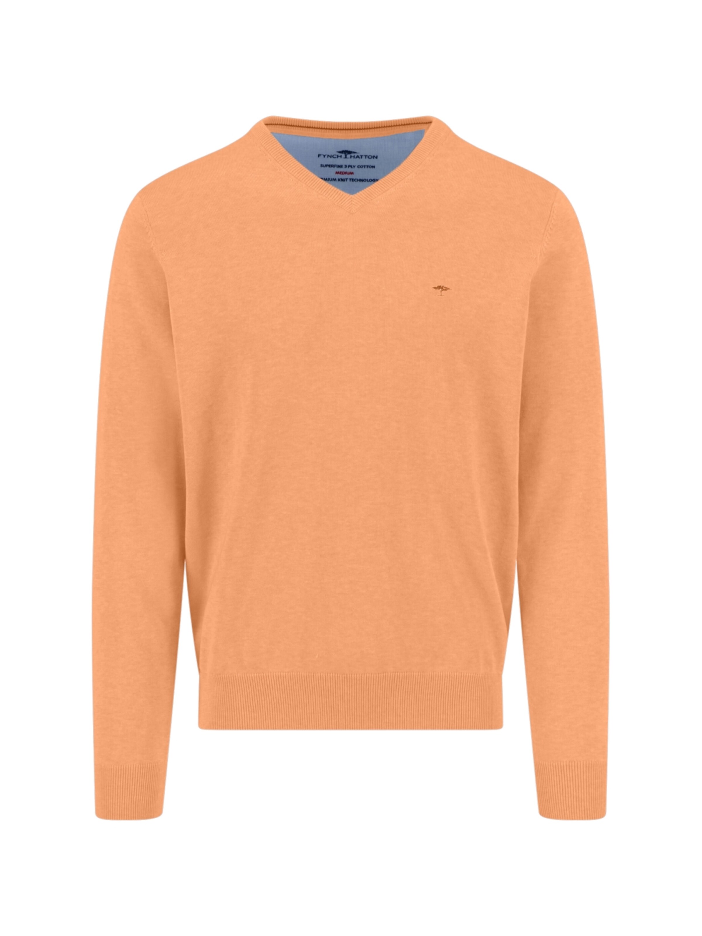 Fynch Hatton Sweater 'V-Neck, Superfine tangerine' in Orange: front