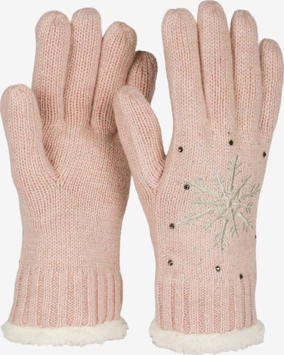 styleBREAKER Fingerhandschuhe 'Strickhandschuhe mit Schneeflocke, Strass und Fleece' in XS-XL in altrosa, Produktansicht