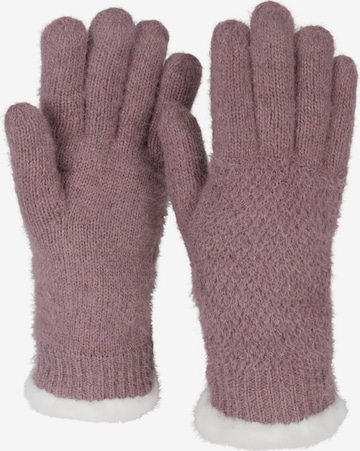 styleBREAKER Fingerhandschuhe 'Strickhandschuhe mit Reiskornmuster und Fleece' in Lila: Vorderseite
