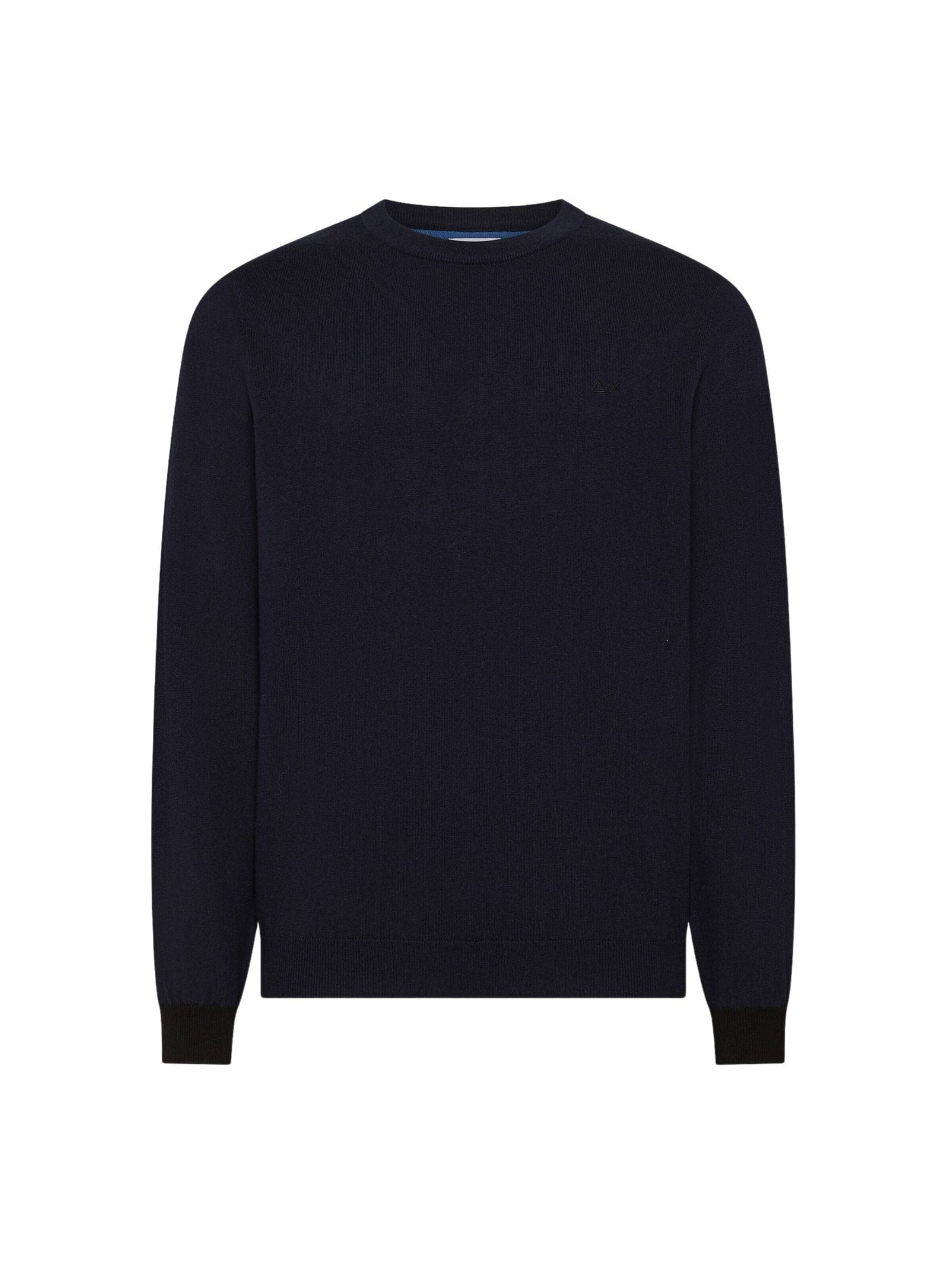 SUN68 Sweater 'Navy Blue Wool and Cotton Crew Neck Sweater' in Blue: front