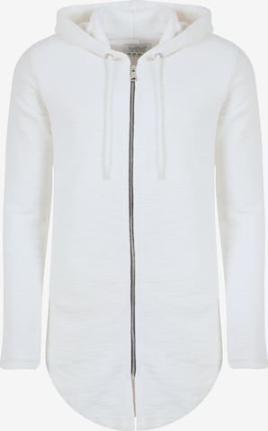 Leif Nelson Zip-Up Hoodie in White: front
