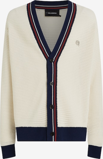 Kardiganas iš Karl Lagerfeld, spalva – kremo / tamsiai mėlyna / tamsiai raudona, Prekių apžvalga