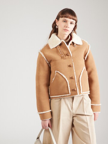 Veste mi-saison Monki en marron : devant