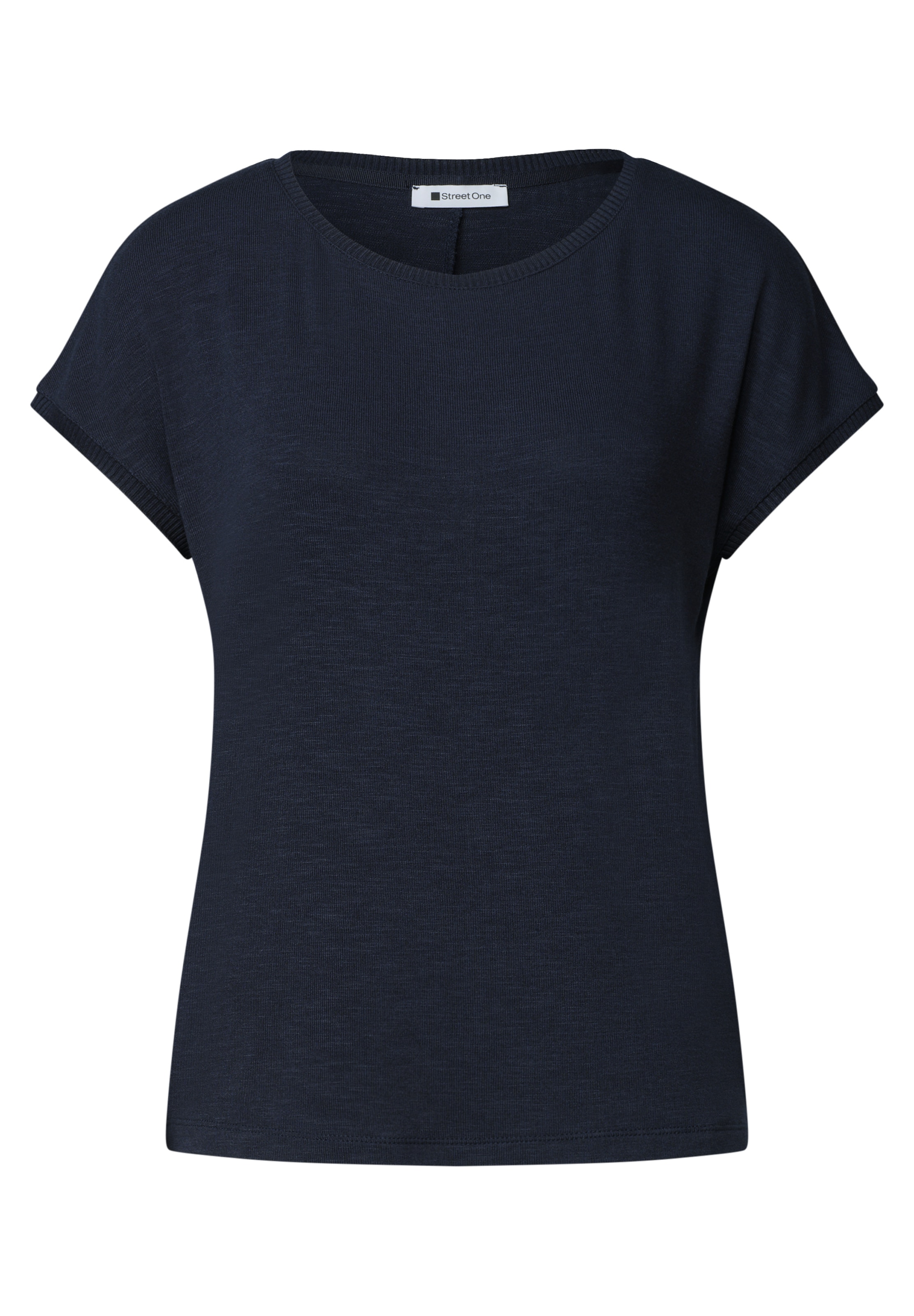 STREET ONE Dropped Shoulder Shirt mit Rundhals in Blau: Vorderseite