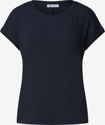 STREET ONE Dropped Shoulder Shirt mit Rundhals in Blau: Vorderseite