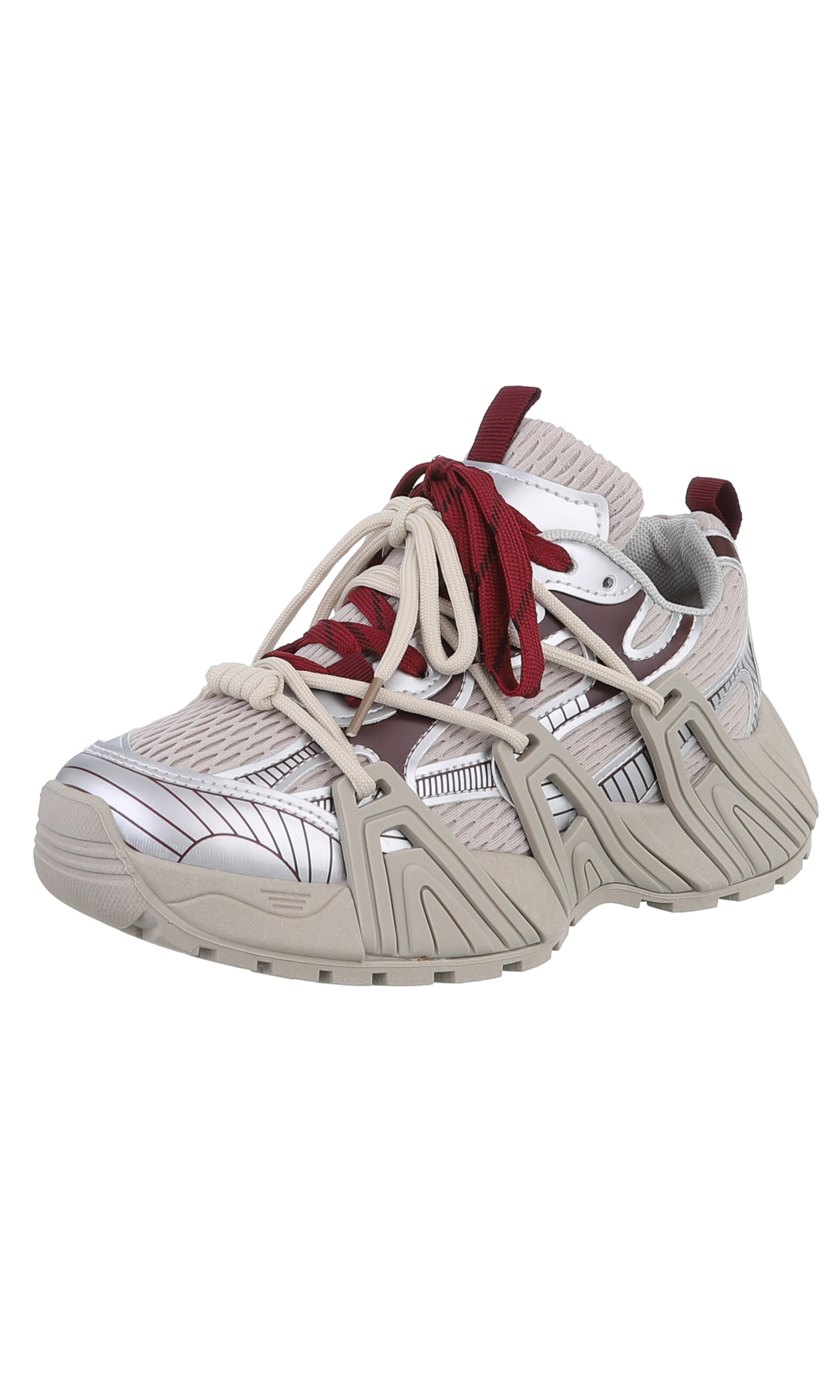 Ital-Design Sneaker in dunkelbraun / grau / dunkelrot / silber, Produktansicht