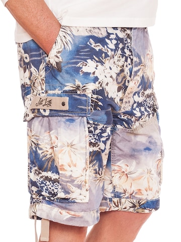 JET LAG Regular Cargohose 'Flowers'‌ in Blau