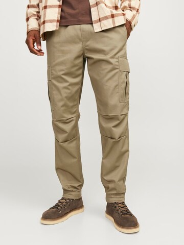 JACK & JONES Tapered Trousers 'JPSTKANE JJROUPE' in Beige: front