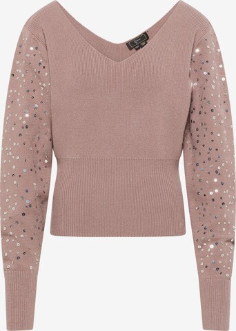 Pull-over faina en marron : devant