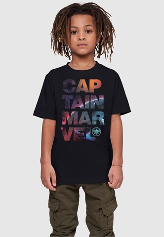 ABSOLUTE CULT Shirt 'Captain Marvel - Space' in Zwart: voorkant