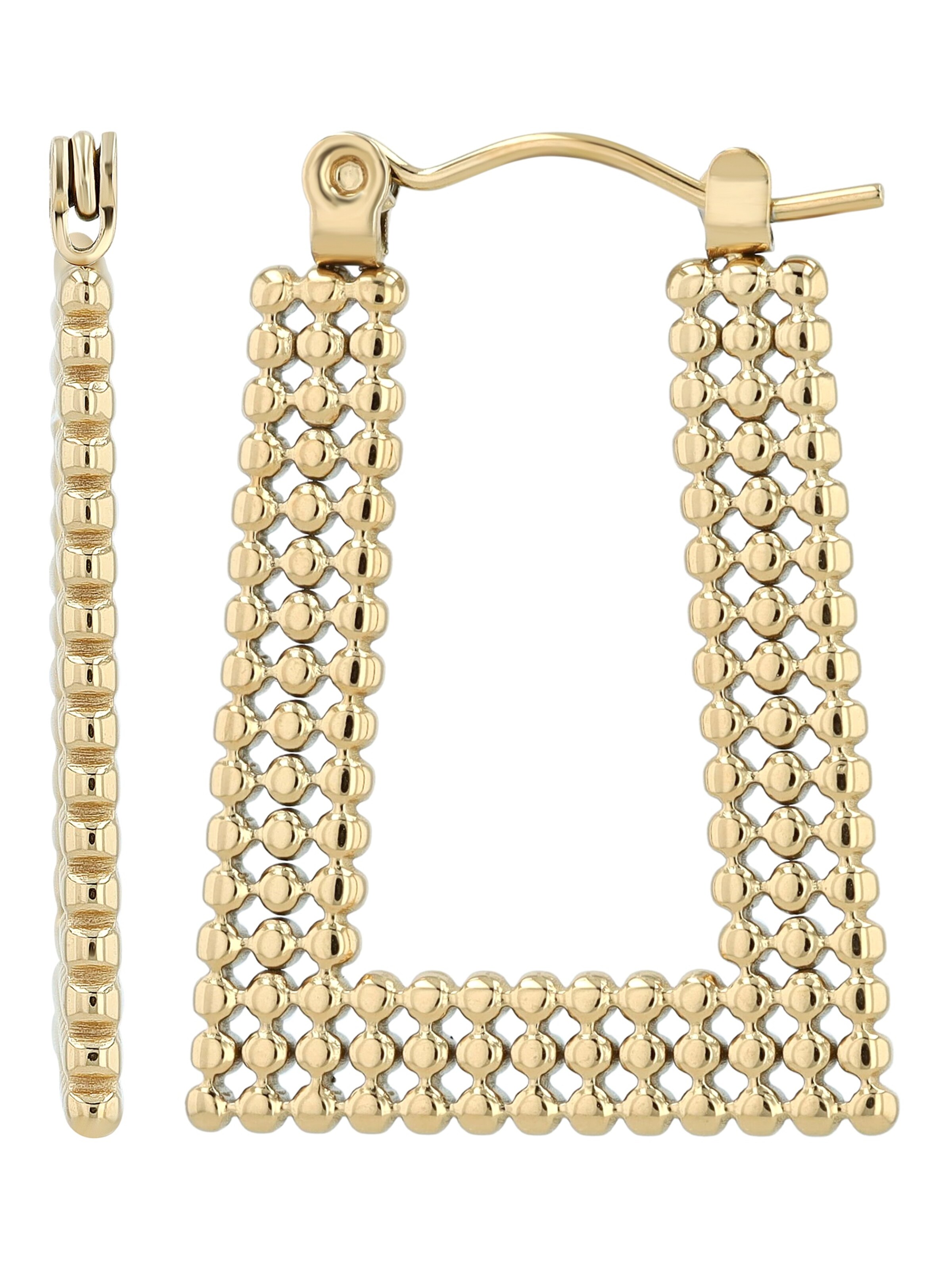 Akzent Earrings 'langlebig, Edelstahl, Kugel-Design, 27x20 mm, Silber o. Gold' in Gold