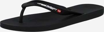 DIESEL T-Bar Sandals in Black: front
