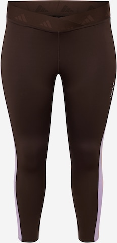 ADIDAS PERFORMANCE Skinny Workout Pants 'Hyperglam Techfit' in Brown: front
