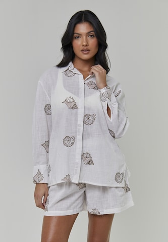 South Beach Blouse in Wit: voorkant