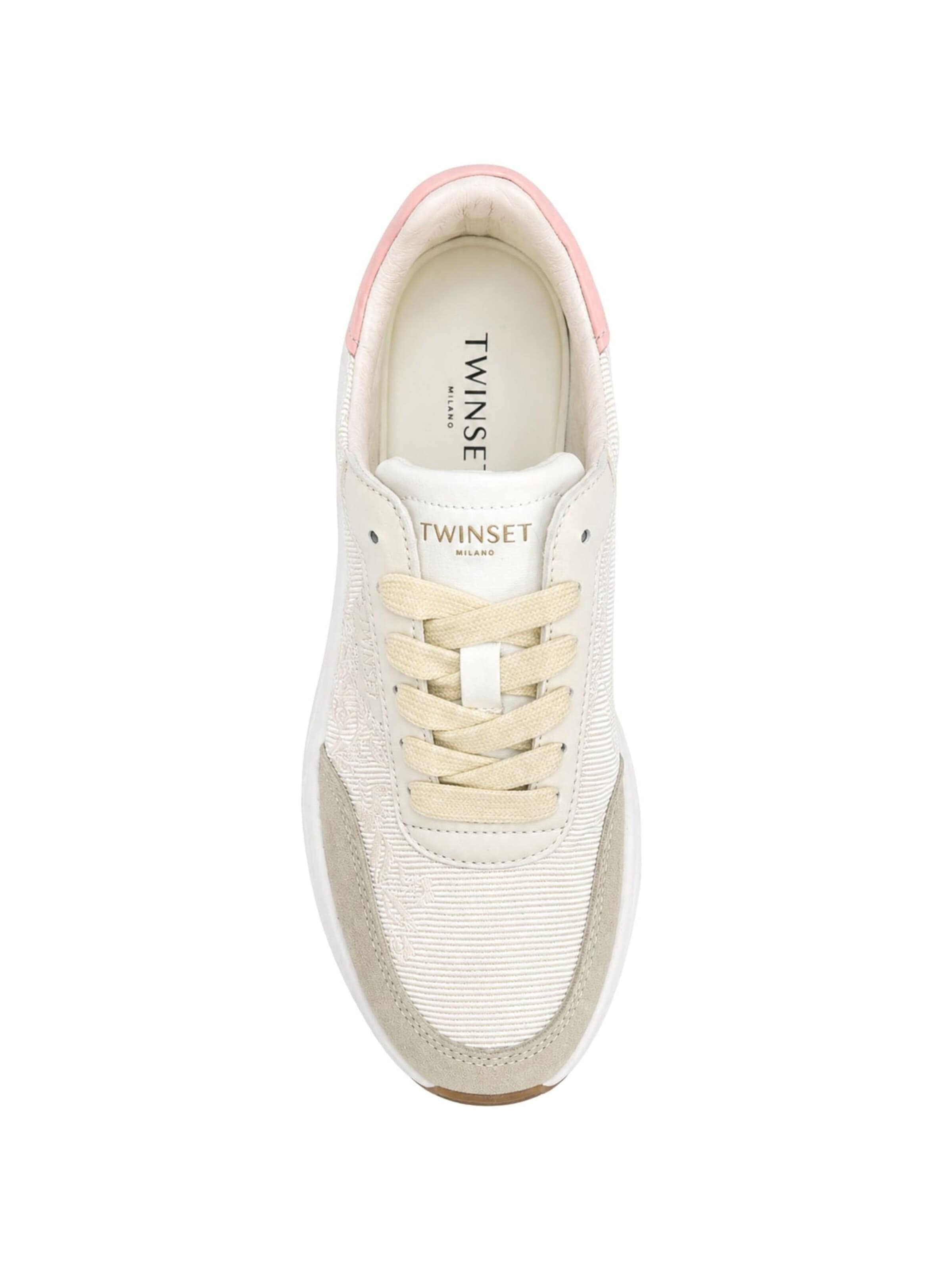 Twinset Sneakers laag 'fabric sneakers with floral embroidery' in Wit